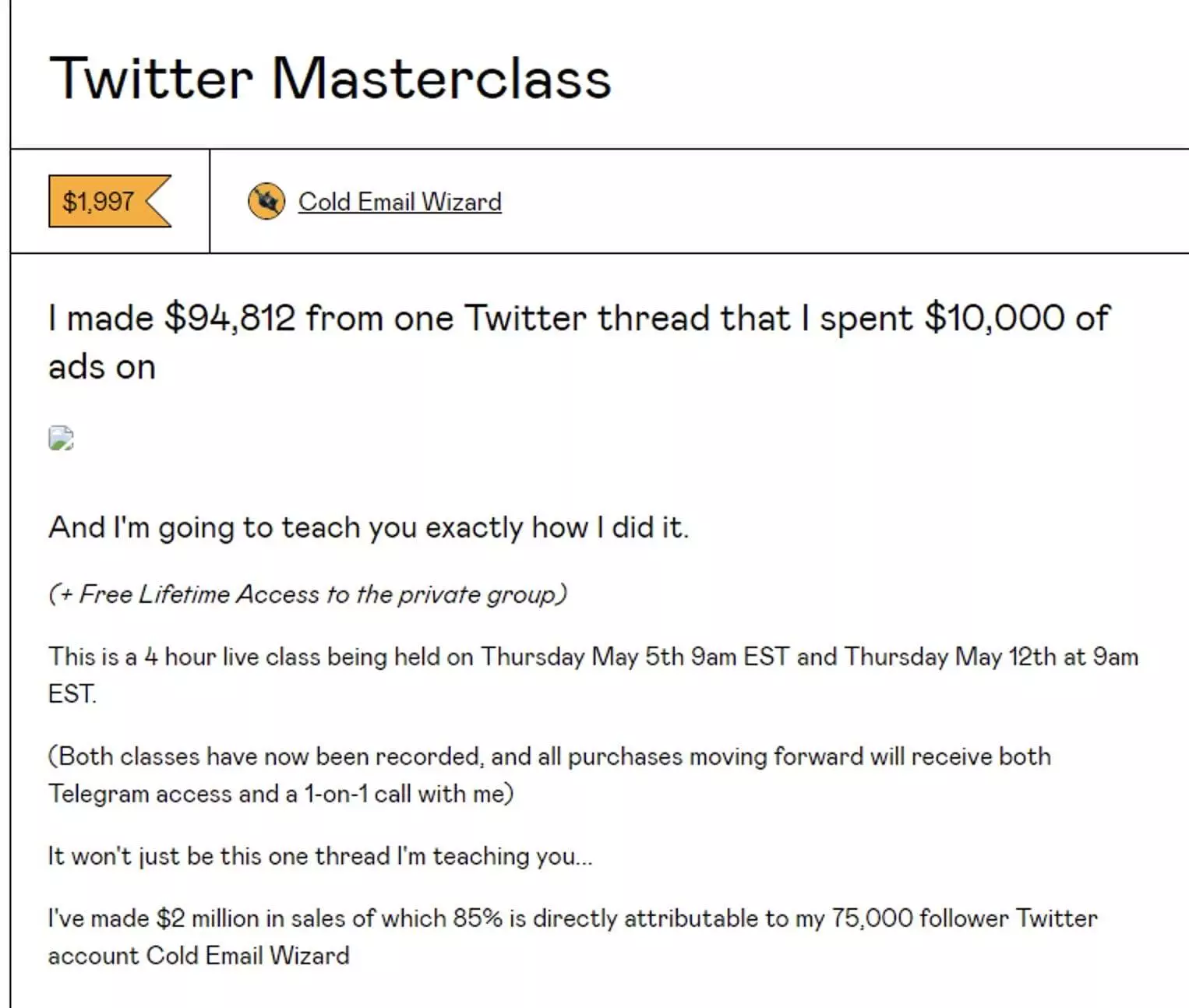 Cold Email Wizard – Twitter Masterclass
